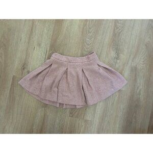 Zara Girls Pink Herringbone Wool Skirt